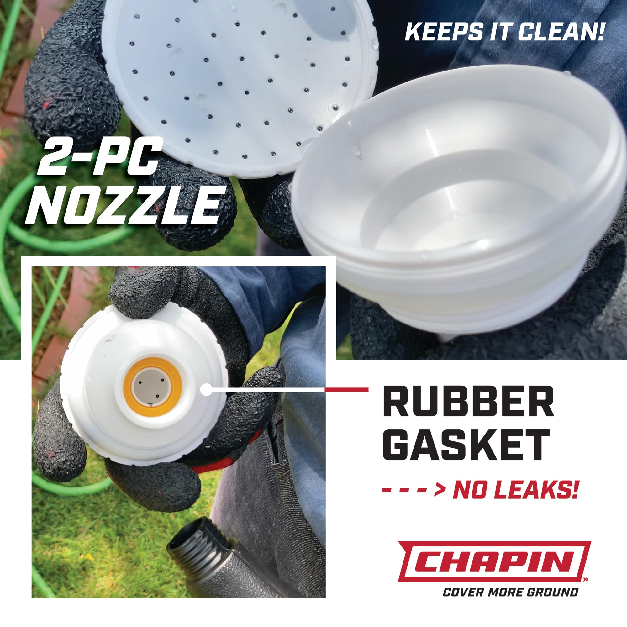 Chapin 47998 Tru-Stream 2-Gallon Watering Can – Recycled Plastic, Removable Nozzle, Black