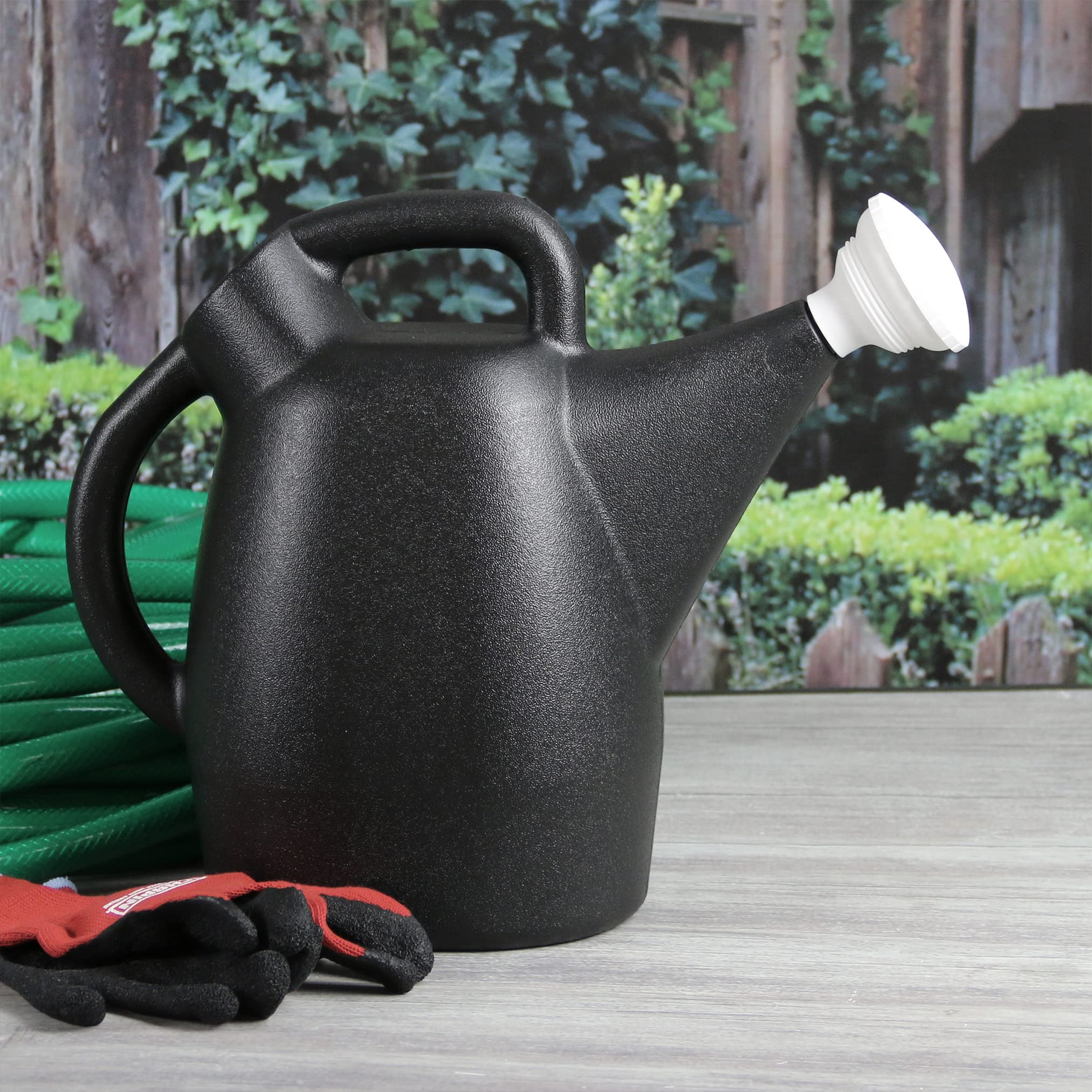 Chapin 47998 Tru-Stream 2-Gallon Watering Can – Recycled Plastic, Removable Nozzle, Black
